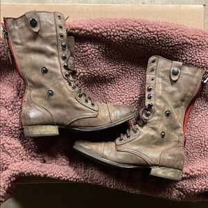Steve Madden Brown Combat Moto Boots